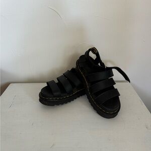 Dr. Marten Black Leather Platform Sandals